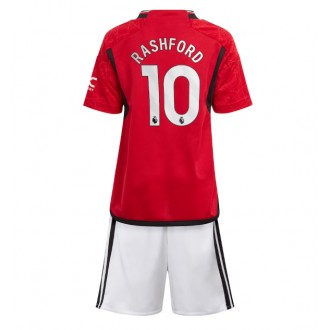 Manchester United Marcus Rashford #10 Hemmaställ Barn 2023-24 Korta ärmar (+ Korta byxor)